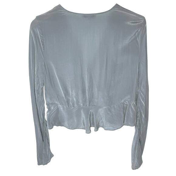 MADEWELL Women’s Bell-Sleeved Wrap Top in Faded River Gray size 10 - Picture 6 of 6